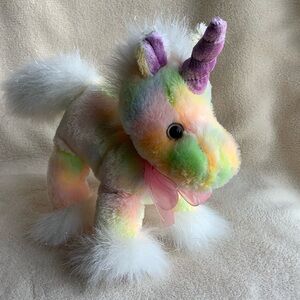 Dan Dee Colourful Plush Rainbow Unicorn Purple Horn Stuffed Animal Toy